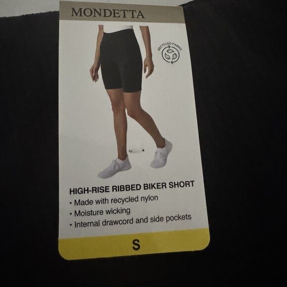 Mondetta Womens Small Black Biker Short High Rise Ribbed Moisture Wicking Active - Picture 8 of 14
